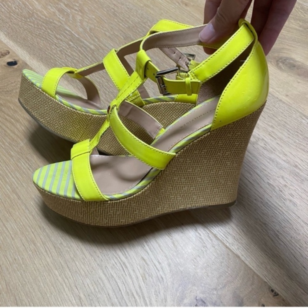 Tommy Hilfiger Women's Neon Yellow Wedge Sandals